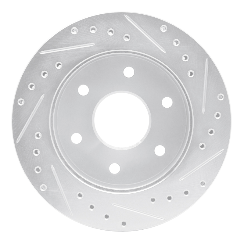 Cadillac Escalade Brake Rotor (1) - Front Left - R1 Concepts - Drilled & Slotted - Silver - `88-`00